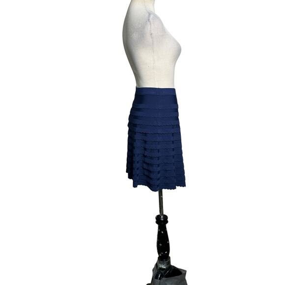 Lilly Pulitzer Navy Scalloped Tiered Ruffle A-Line Flare Knit Skirt Size Small - Picture 11 of 14